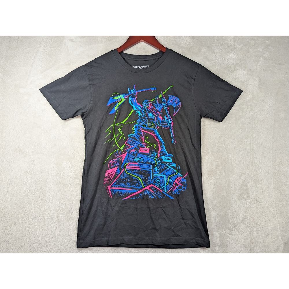 NEW Loot Gaming Double Fine Productions Black Neon Graphic T-shirt Size SMALL